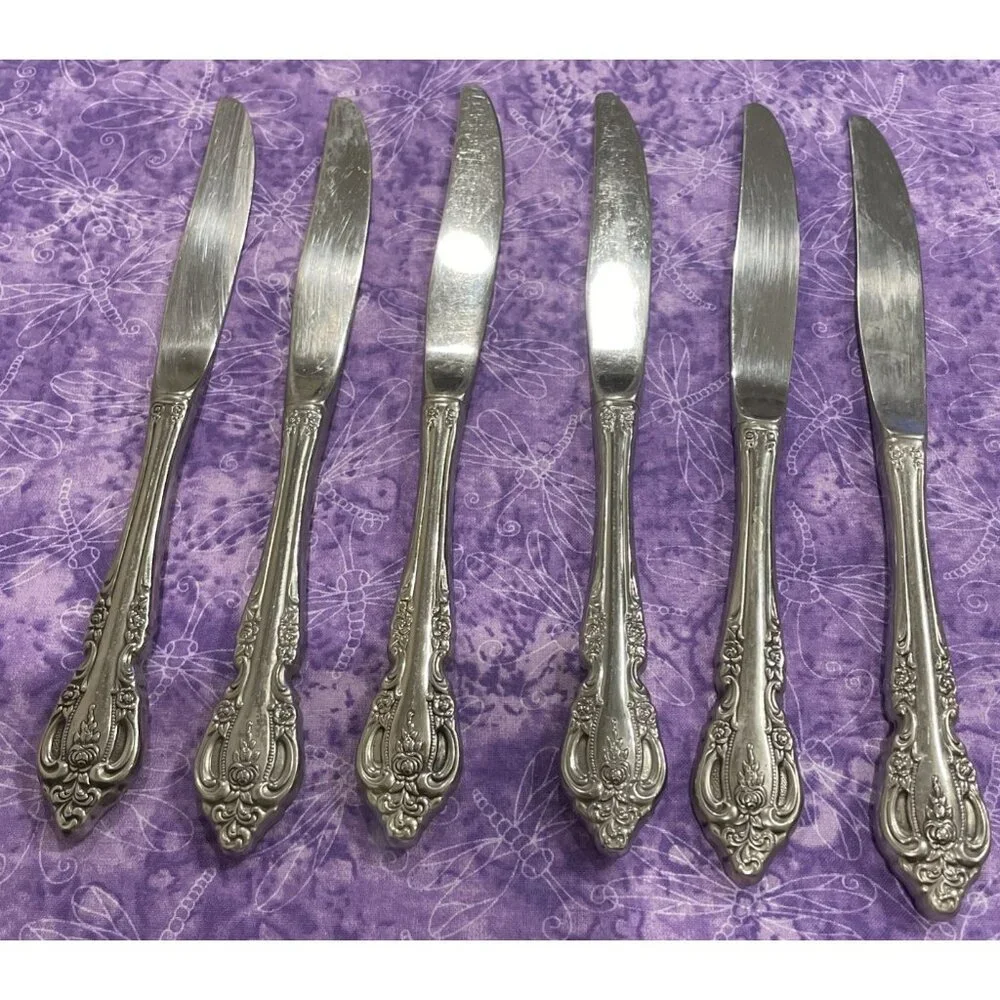 Oneida Brahms‎ Community Hollow Dinner Knives Stainless Steel Flatware Set Of 6